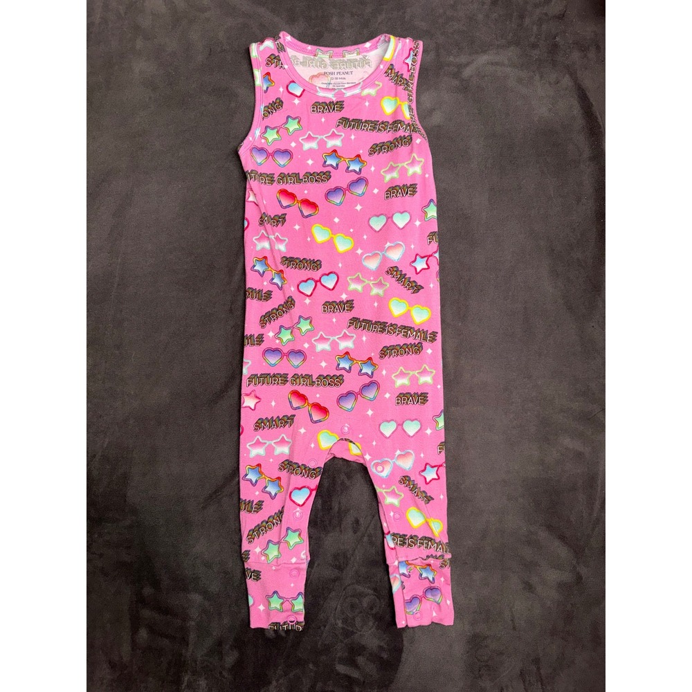 Posh Peanut Pink Future Is Female‎ Bamboo Sleeveless Romper 12-18 Months